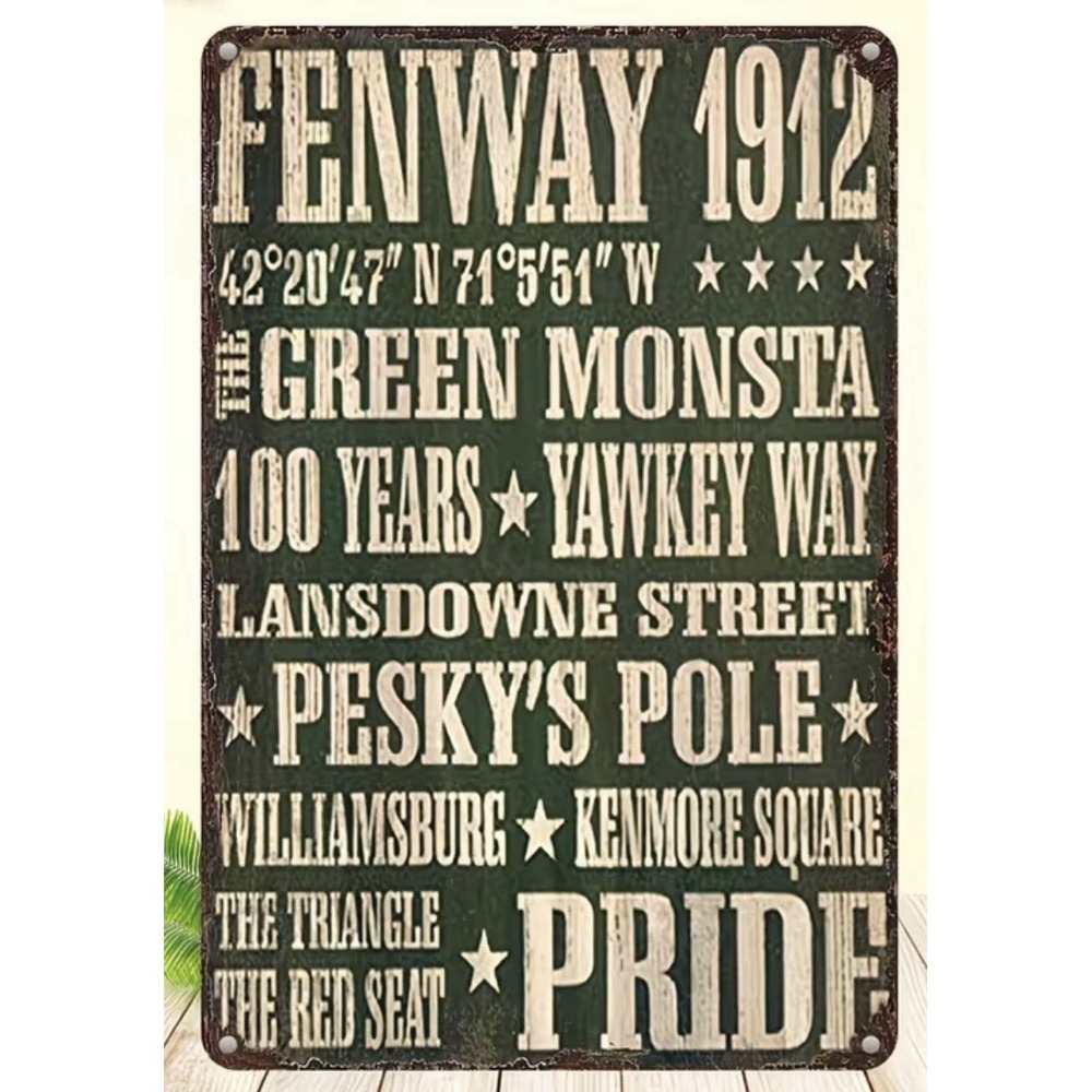 Boston Red Sox Fenway Park‎ Sign Metal Tin 8x12 MLB Baseball Bar Man Cave Garage